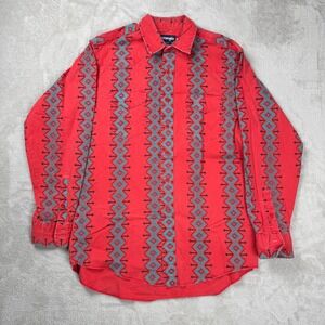 VTG Wrangler Button Up Shirt Mens 16 Red‎ Preowned Regular Fit Workwear Retro